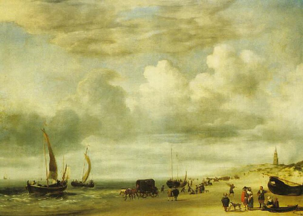 Plage de Scheveningen - Adriaen van de Velde image 1 copie de tableau peinte à la main