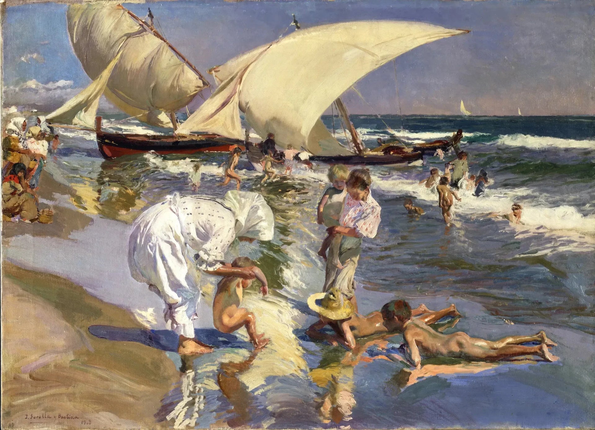 Plage de Valence à la lumière du matin - Joaquín Sorolla image 1 reproduction de peinture à l’huile