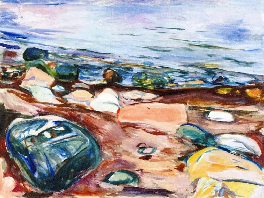 Plage et Rochers - Edvard Munch image 1 reproduction artisanale de tableau