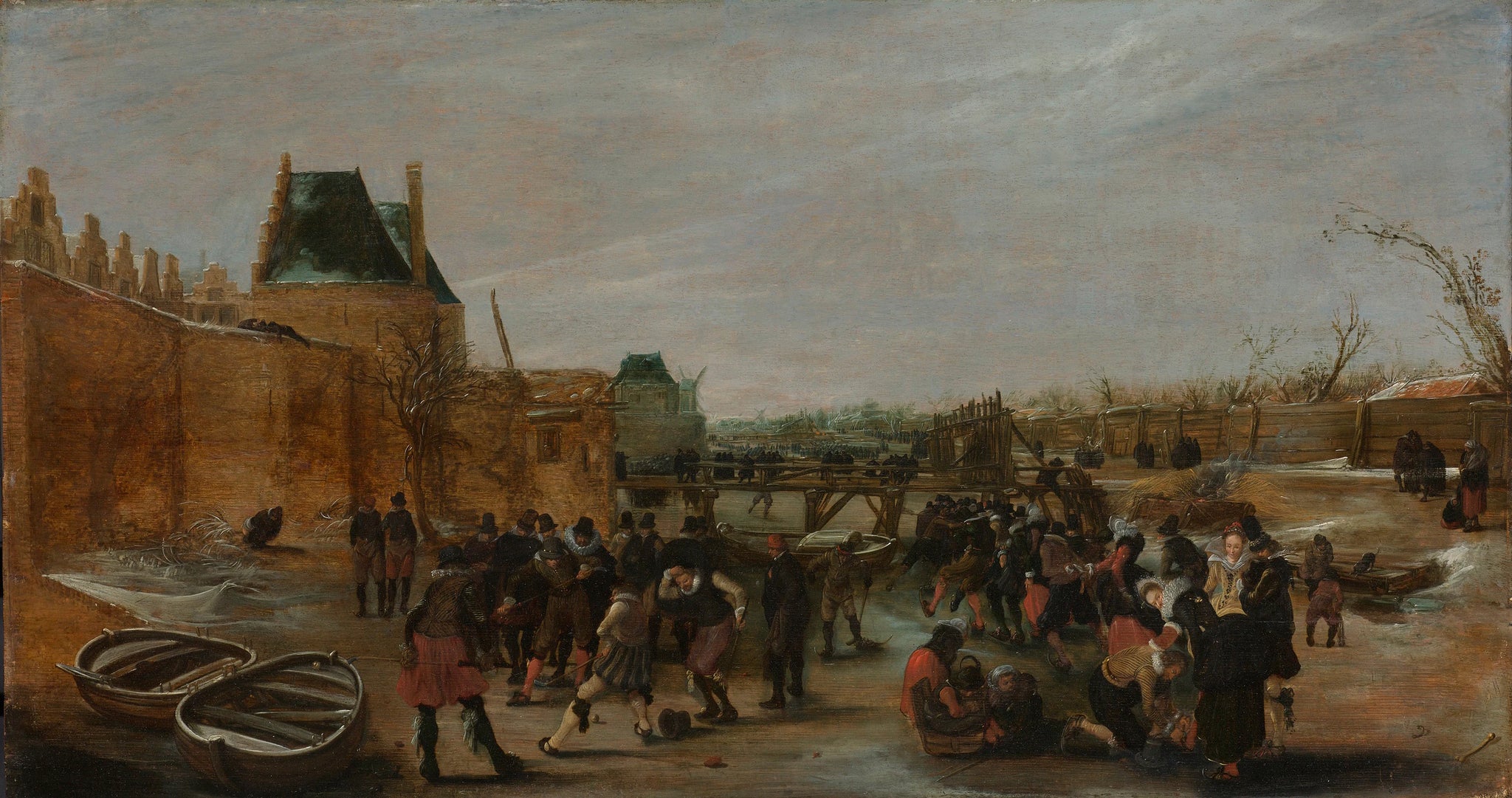 Plaisir de la glace sur un canal de la ville - Artiste inconnu du Rijksmuseum