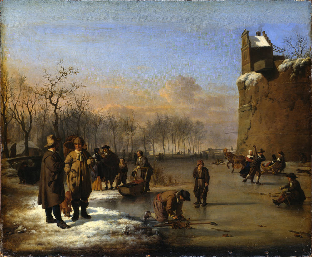 Plaisirs glacés sur les canaux de la ville - Adriaen van de Velde image 1 tableau peint à l’huile sur toile