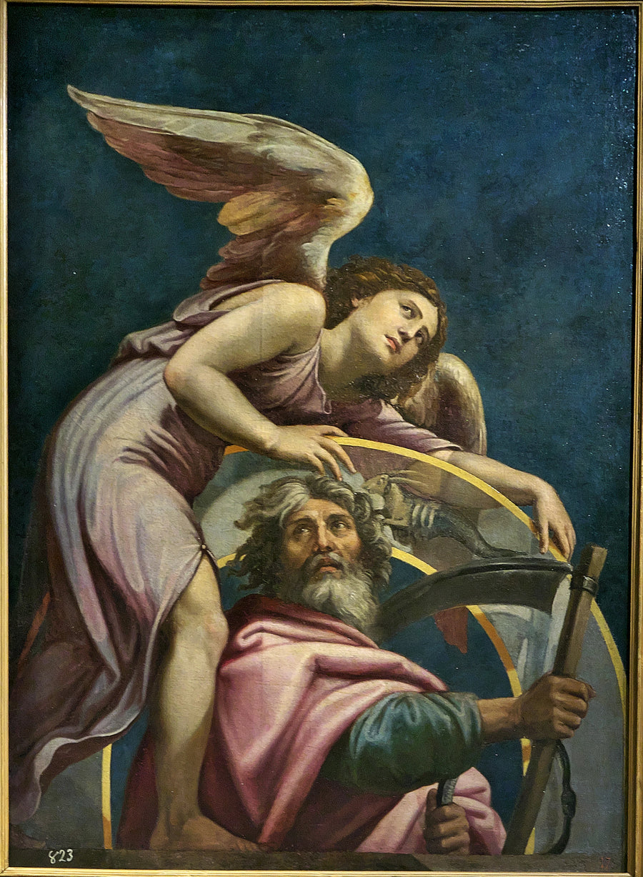 La planète Saturne avec un ange et le signe du zodiaque du Capricorne - Pietro Facchetti