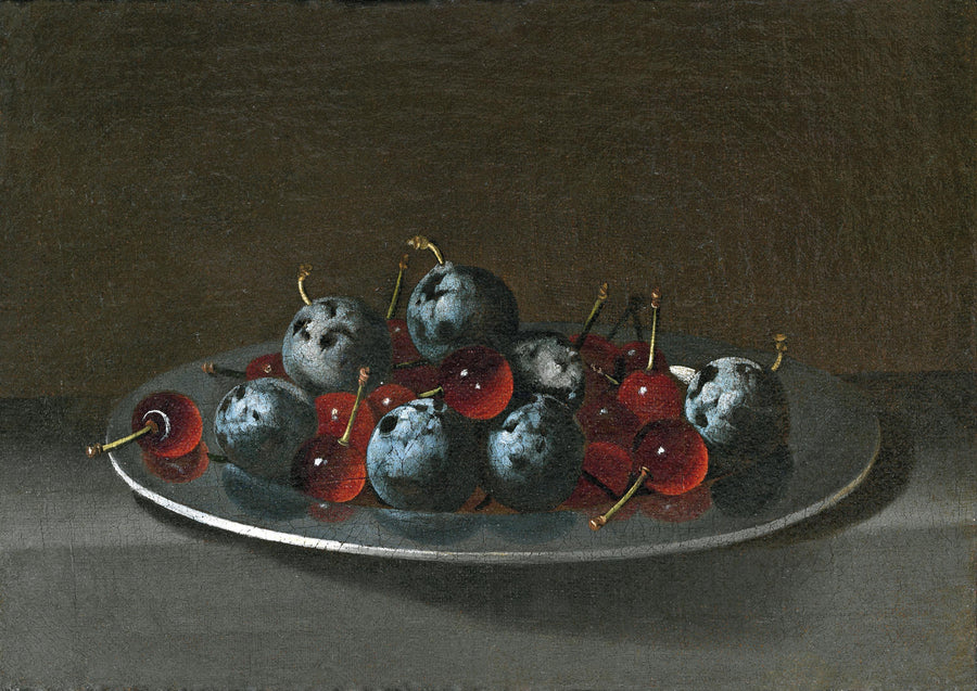 Plat avec pruneaux et cerises - Juan van der Hamen