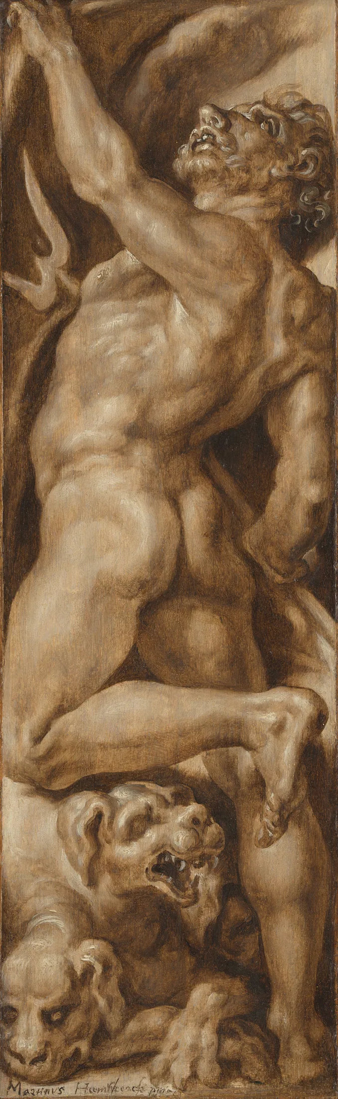 Pluton et Cerbère - Maarten van Heemskerck image 1 copie de tableau peinte à la main