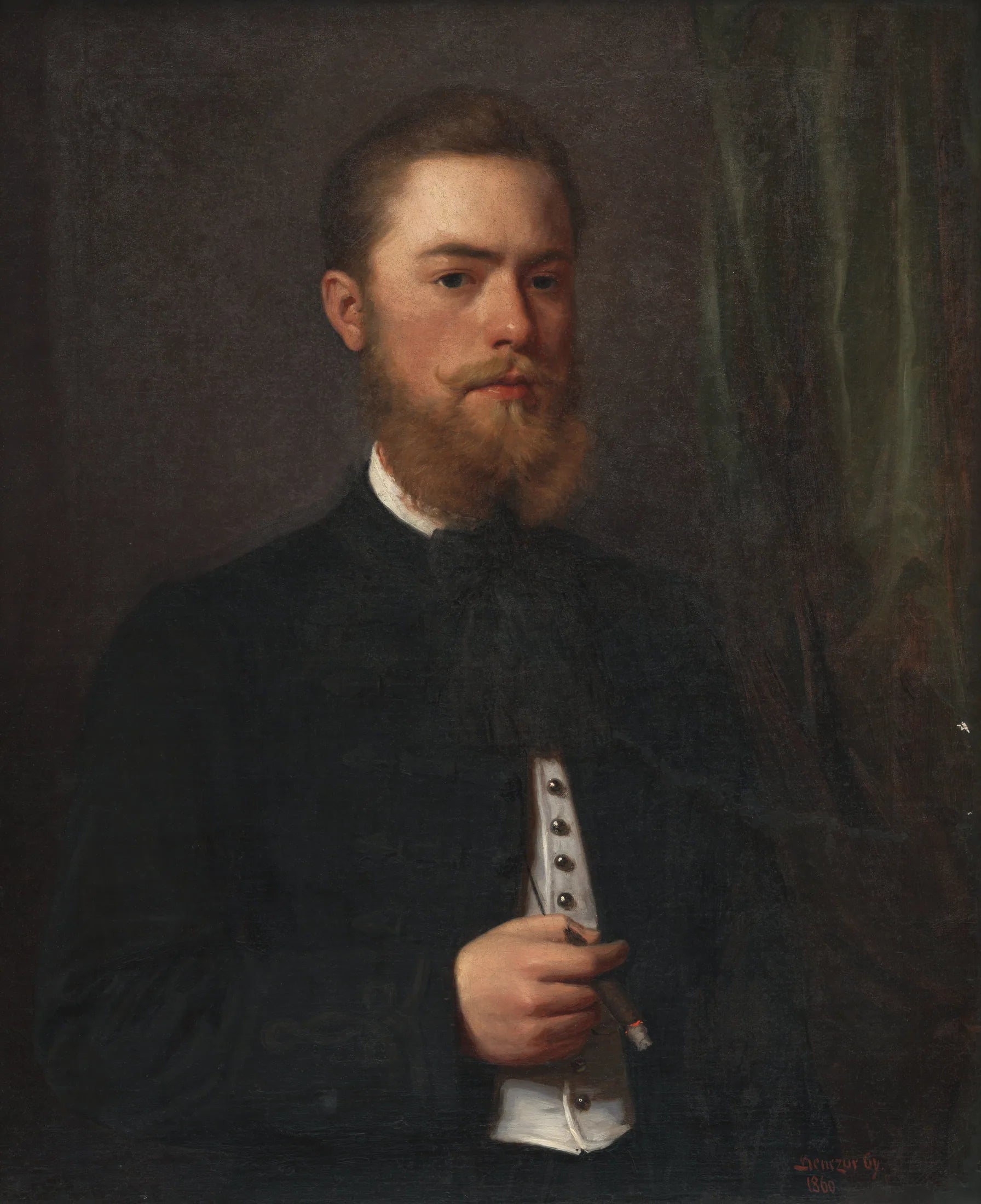 Podobizeň mladého muža. Študent práv Gejza Benczúr - Gyula Benczúr image 1 reproduction artisanale de tableau