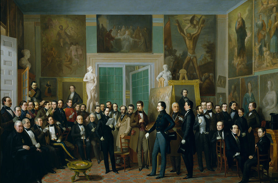 Les Poètes contemporains. Une lecture de Zorrilla dans le studio de l'artiste - Antonio María Esquivel