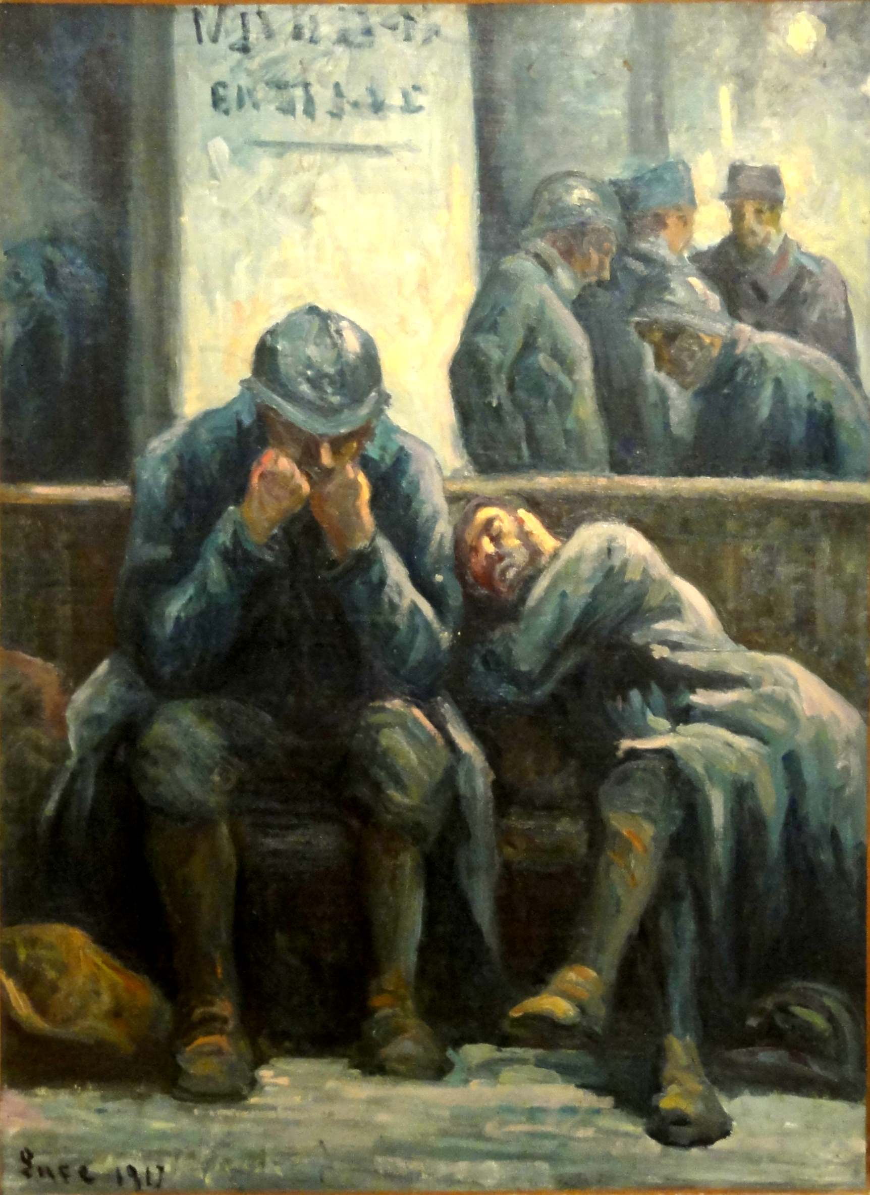 Poilus à la gare de l'Est - Maximilien Luce image 1 reproduction de peinture à l’huile