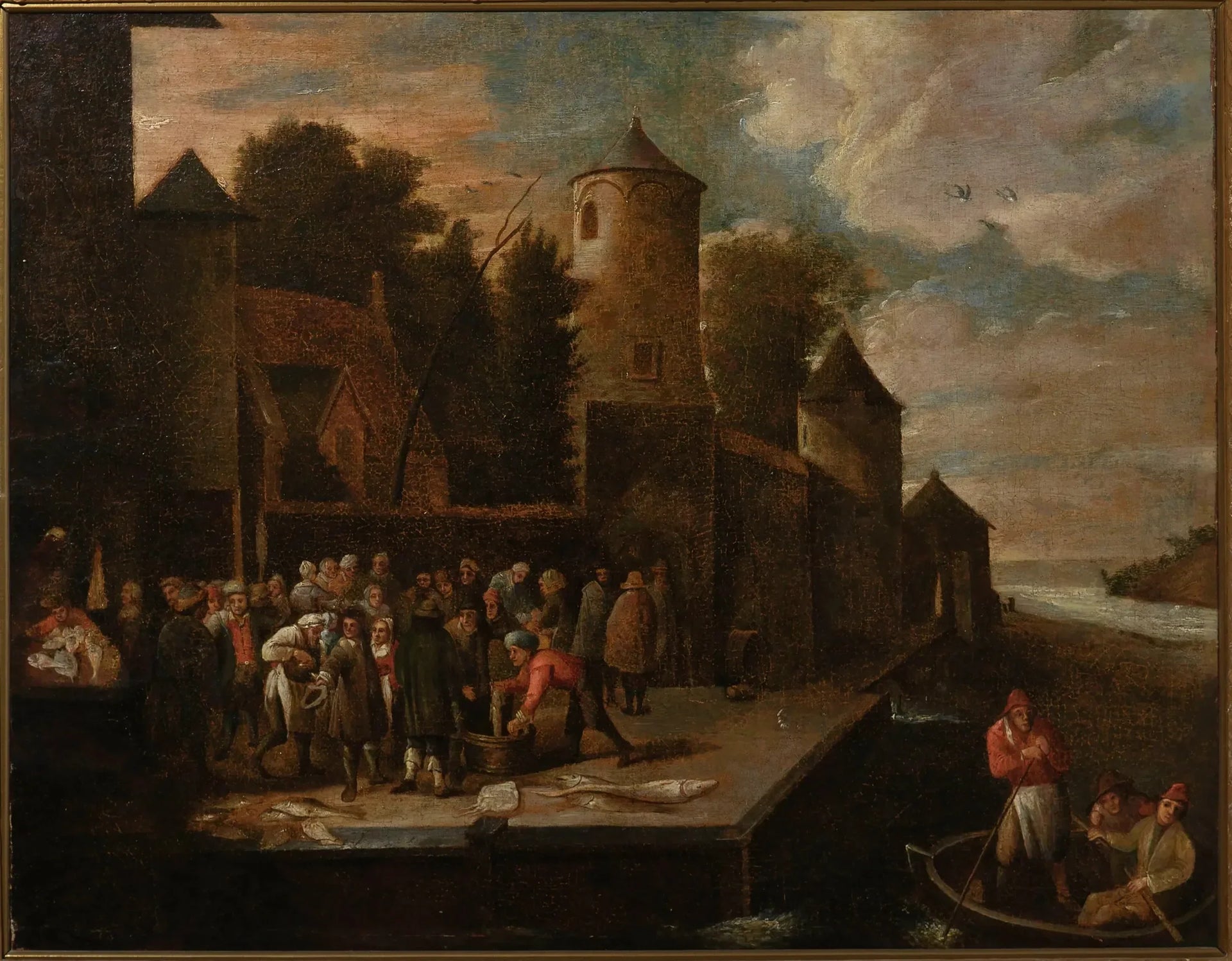 Poissonniers au port - David Teniers le Jeune image 1 copie peinte à la main à l’huile