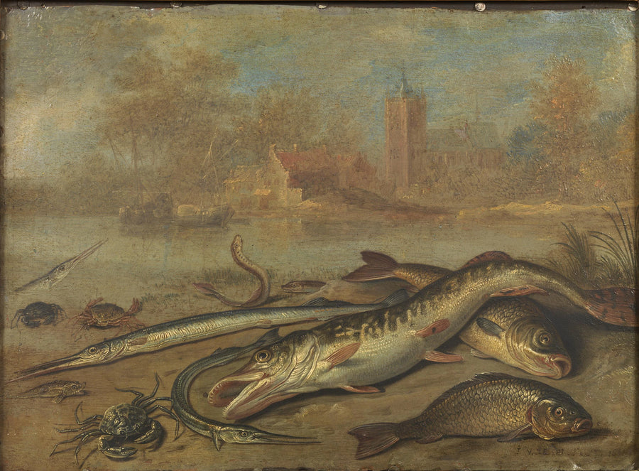 Poissons et paysage - Jan van Kessel