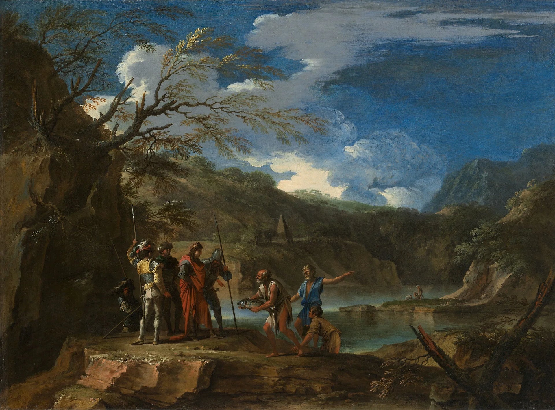 Polycrate et le pêcheur - Salvator Rosa image 1 copie peinte à la main à l’huile