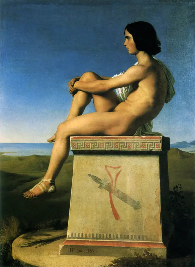 Polytès, fils de Priam, observant les mouvements des Grecs vers Troie - Hippolyte Flandrin image 1 copie peinte à la main à l’huile
