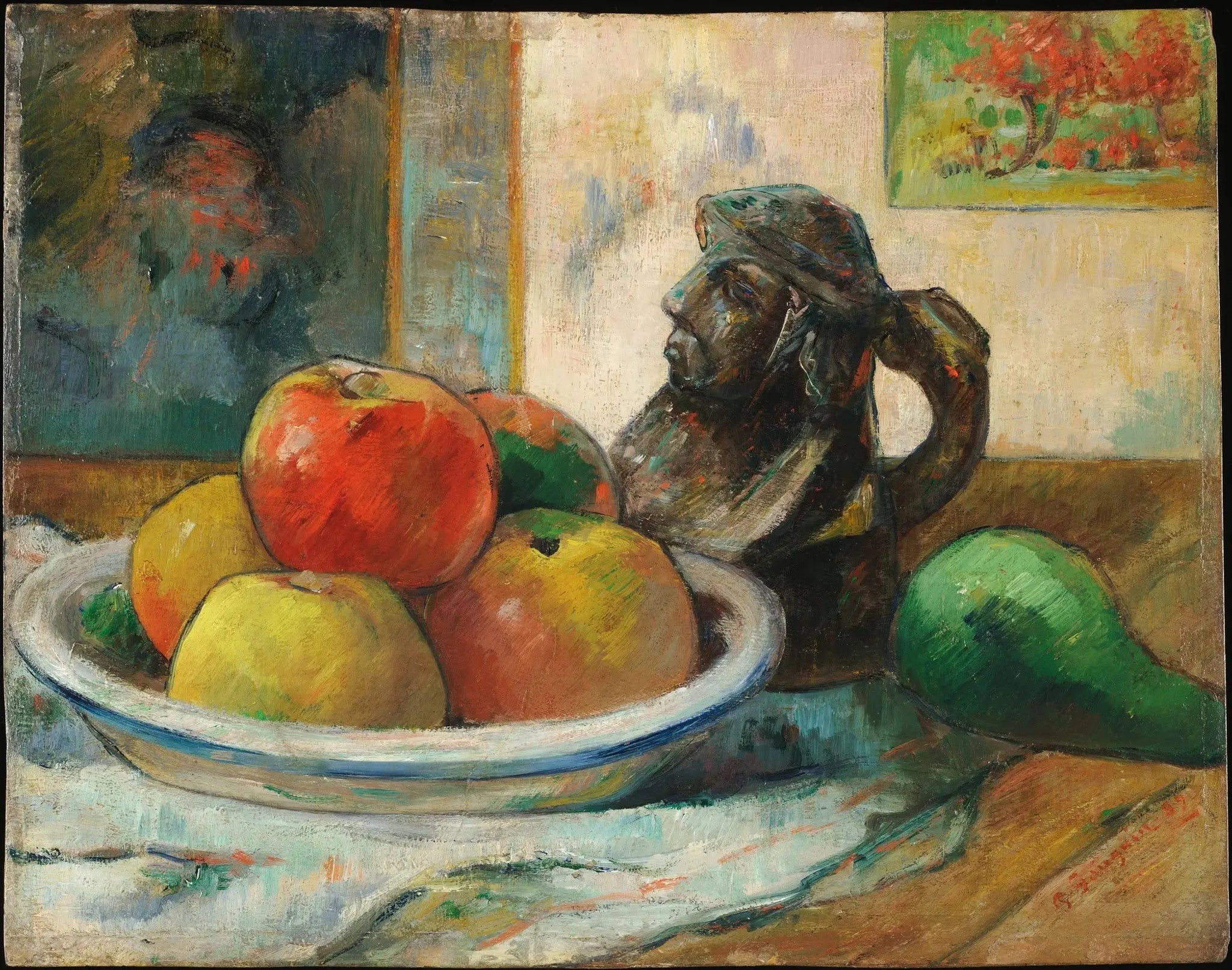 Pommes, poire et céramique - Paul Gauguin image 1 reproduction artisanale de tableau