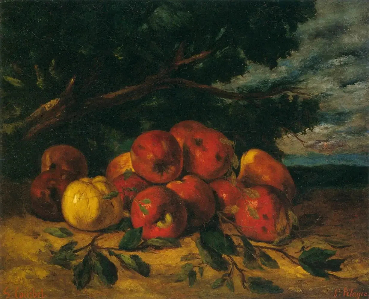 Pommes rouges au pied d'un arbre - Gustave Courbet image 1 reproduction d’œuvre d’art à l’huile