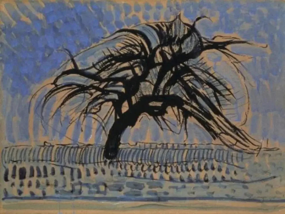 Pommier en bleu - Piet Mondrian image 1 copie peinte à la main à l’huile