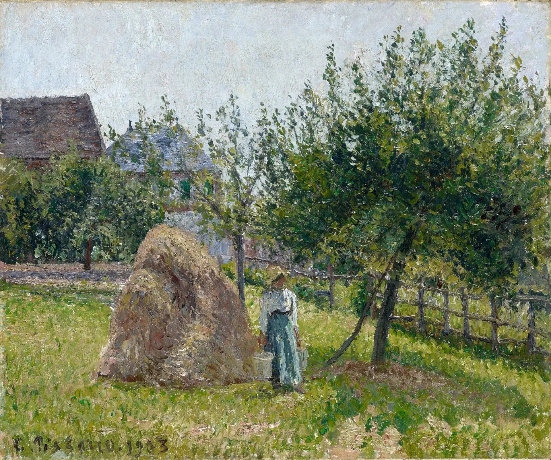Pommier et meule à Eragny, matinée de soleil - Camille Pissarro image 1 reproduction artisanale de tableau
