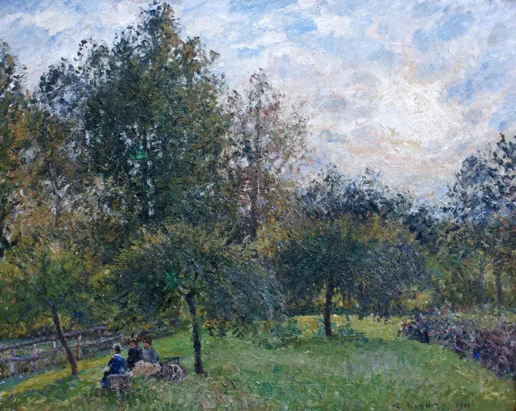 Pommiers et peupliers au soleil couchant, Eragny - Camille Pissarro image 1 tableau peint à l’huile sur toile