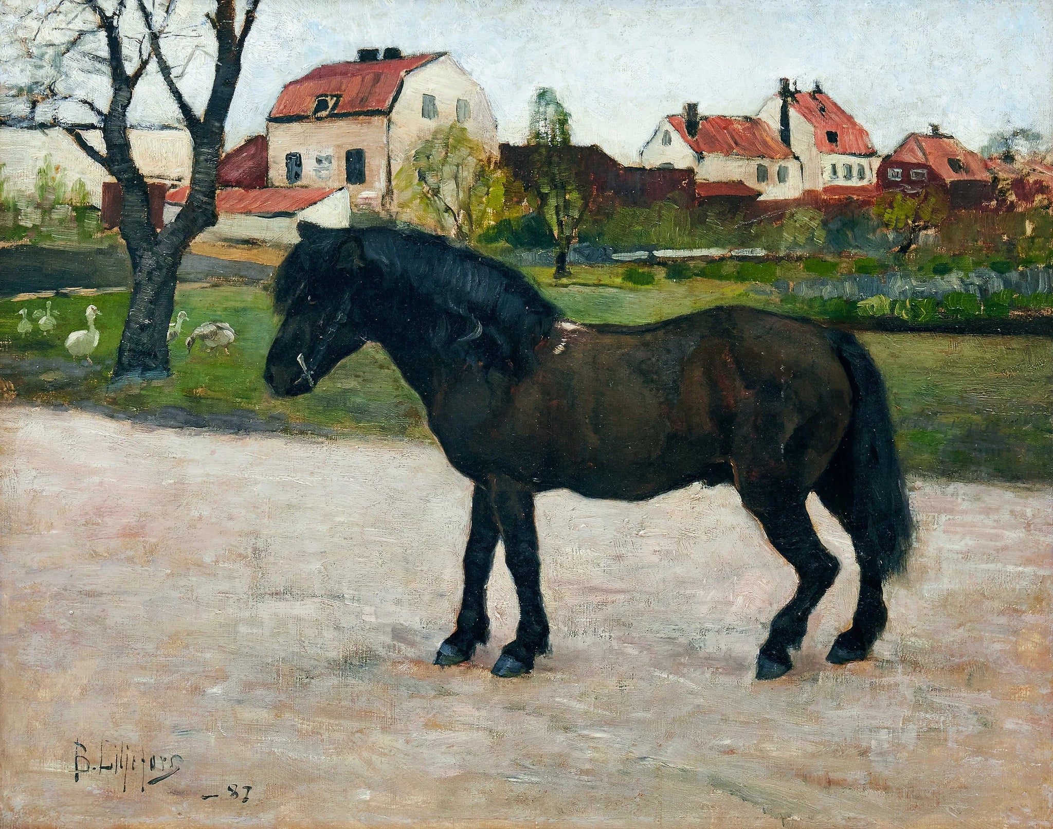 Poney noir - Bruno Liljefors image 1 tableau peint à l’huile sur toile