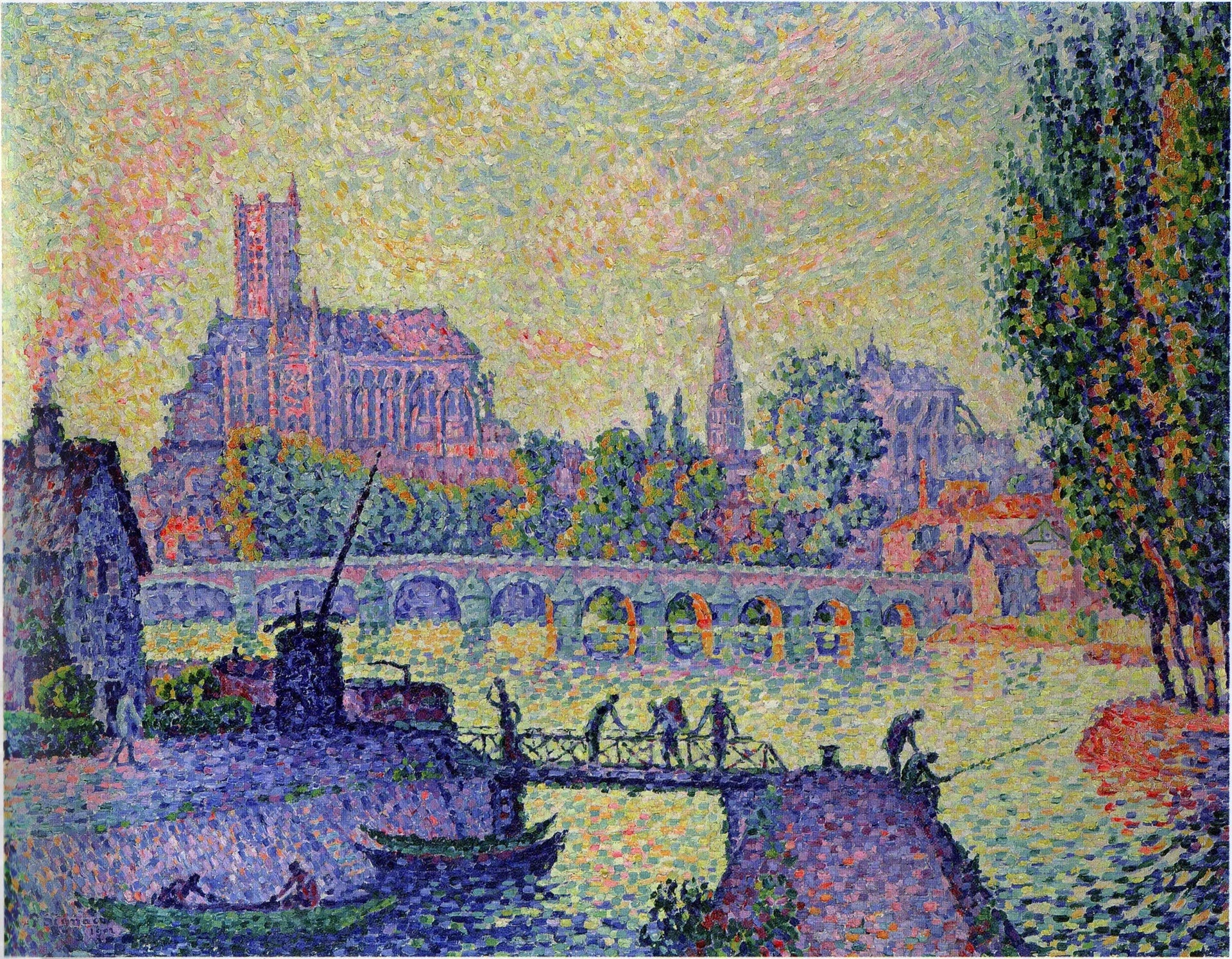 Pont d'Auxerre - Paul Signac image 1 copie peinte à la main à l’huile