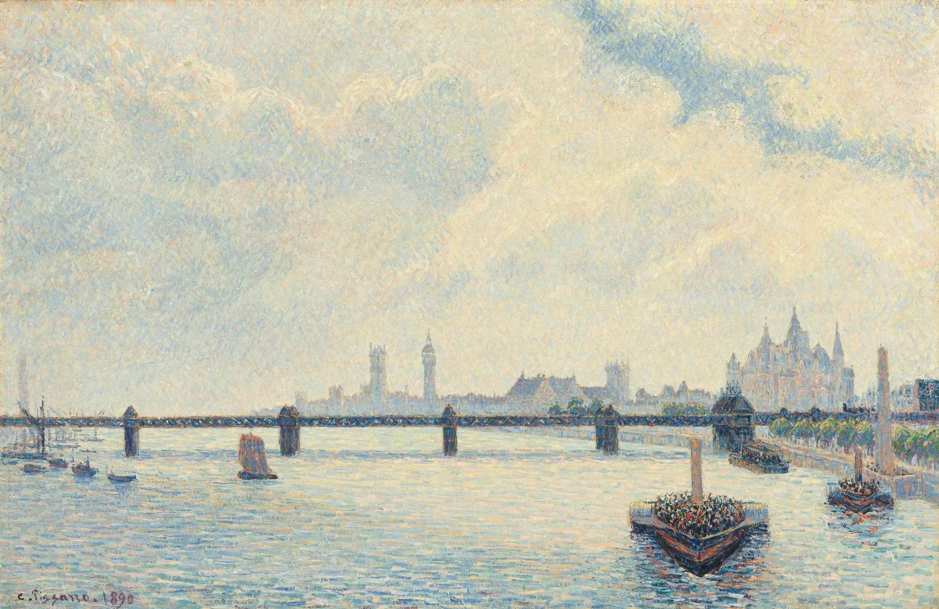 Pont de Charing Cross, Londres - Camille Pissarro image 1 tableau peint à l’huile sur toile