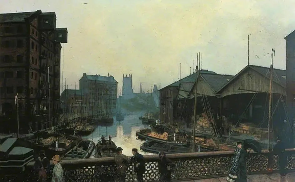 Pont de Leeds - John Atkinson Grimshaw image 1 copie peinte à la main à l’huile