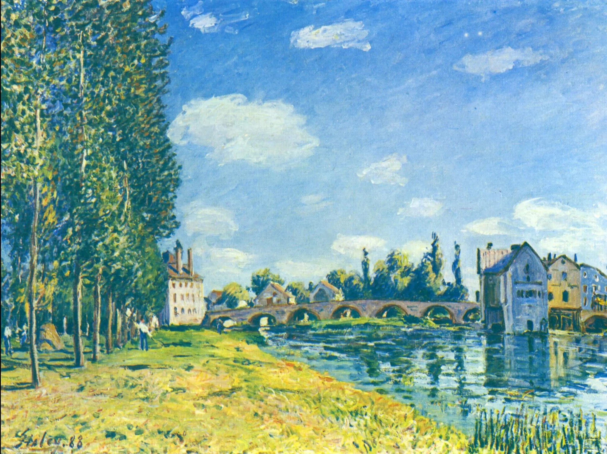 Pont et Moulin de Moret en été - Alfred Sisley image 1 reproduction de peinture à l’huile