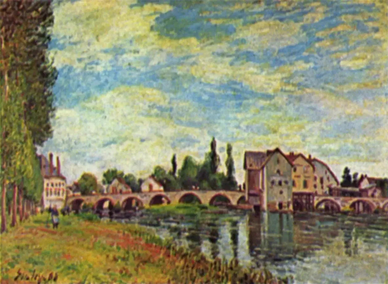 Pont et Moulin de Moret en été - Alfred Sisley image 1 reproduction réalisée par Alpha Reproduction