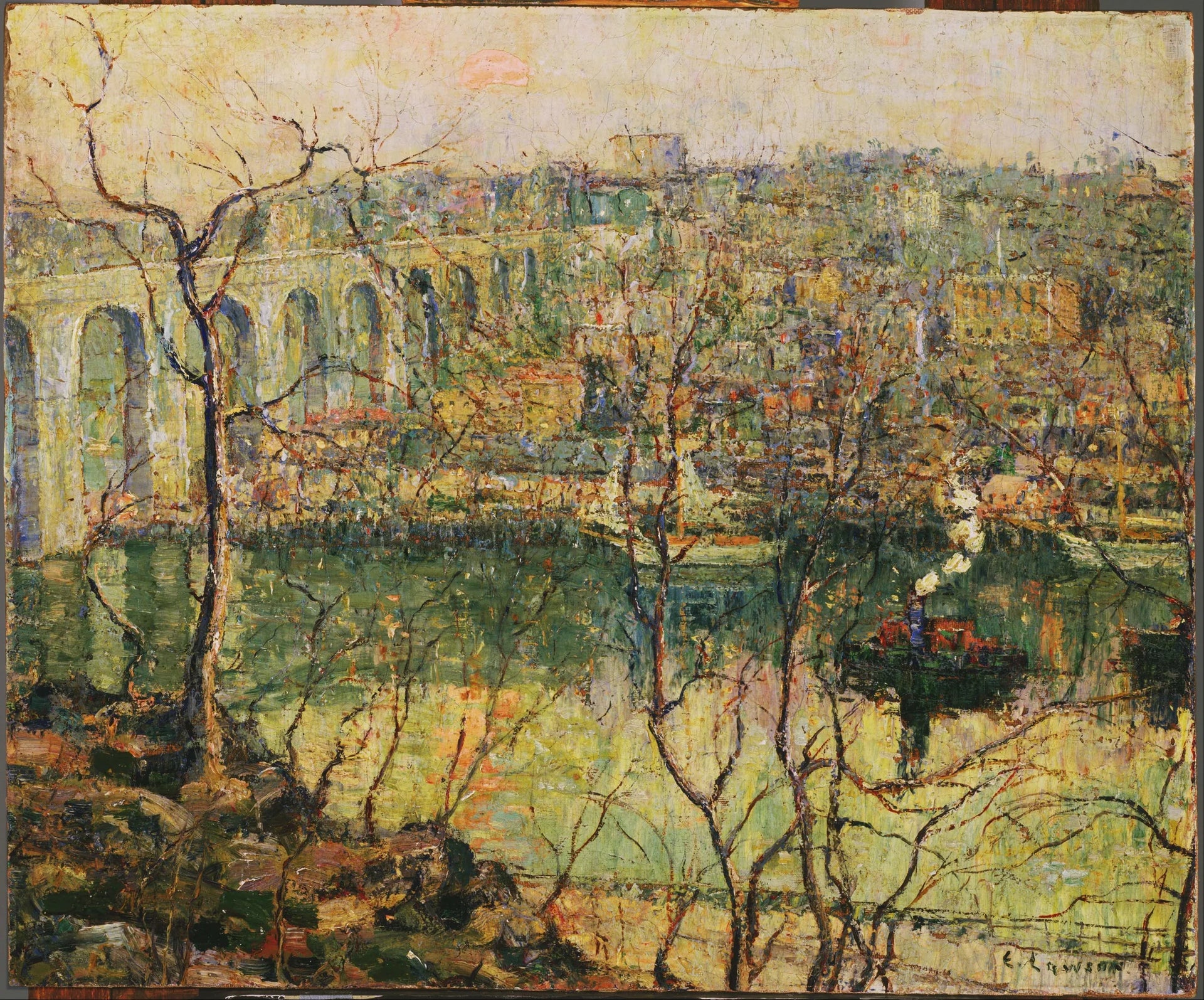 Pont Haut - Lune Débutante - Ernest Lawson image 1 copie de tableau peinte à la main