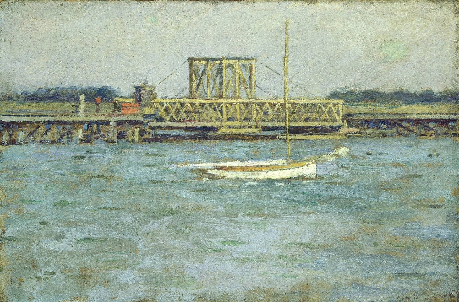 Pont-levis - Long Branch R. R. - Theodore Robinson image 1 copie peinte à la main à l’huile