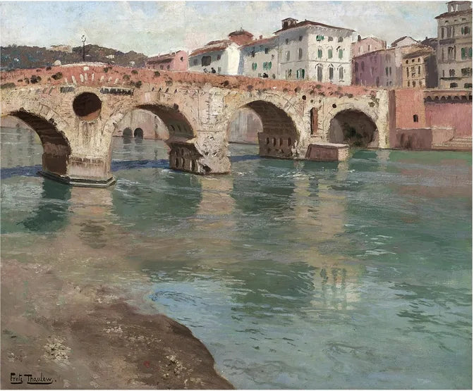 PONTE PIETRA, VÉRONE - Frits Thaulow image 1 copie peinte à la main à l’huile