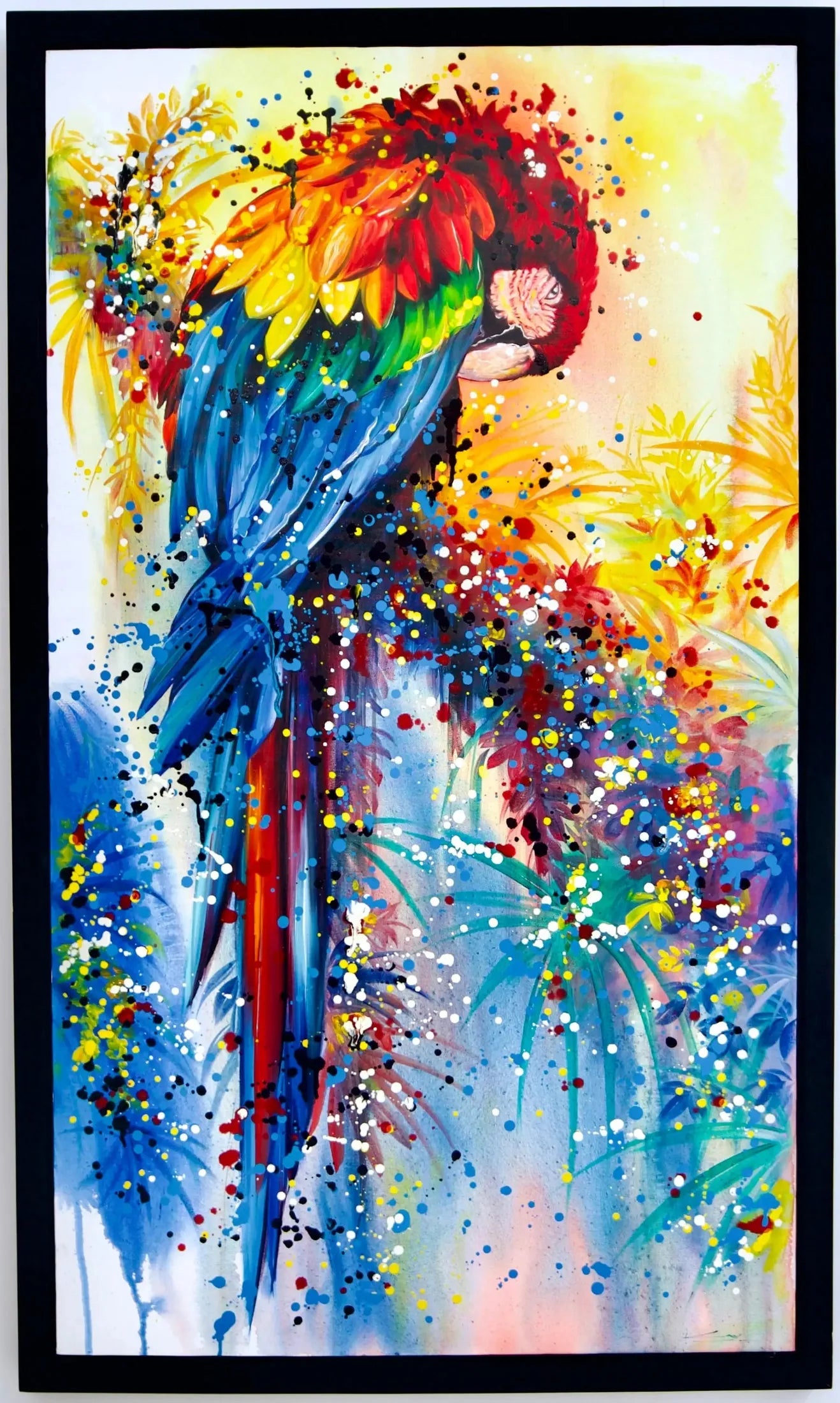 Pop Art Perroquet | 80 X 140 cm image 1 copie peinte à la main à l’huile