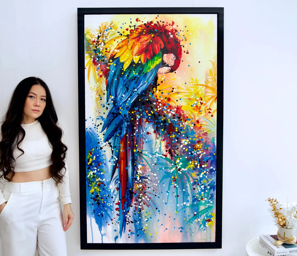 Pop Art Perroquet | 80 X 140 cm image 2 reproduction d’œuvre d’art à l’huile