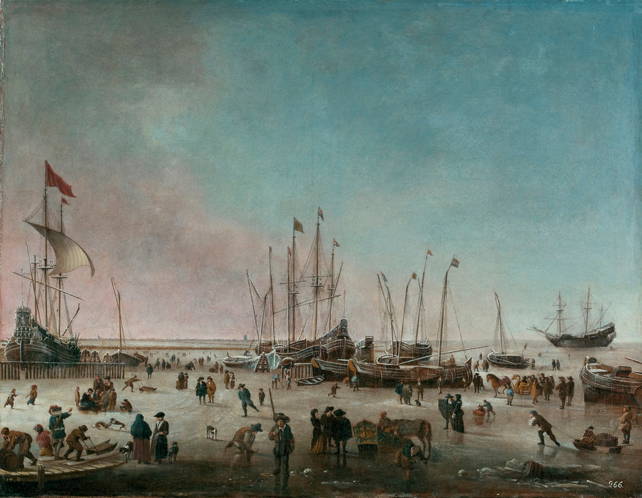 Le Port d'Amsterdam en hiver - Hendrik Jacobsz Dubbels