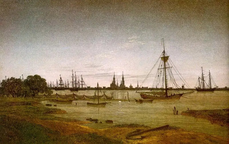Port au clair de lune - Caspar David Friedrich image 1 reproduction de peinture à l’huile