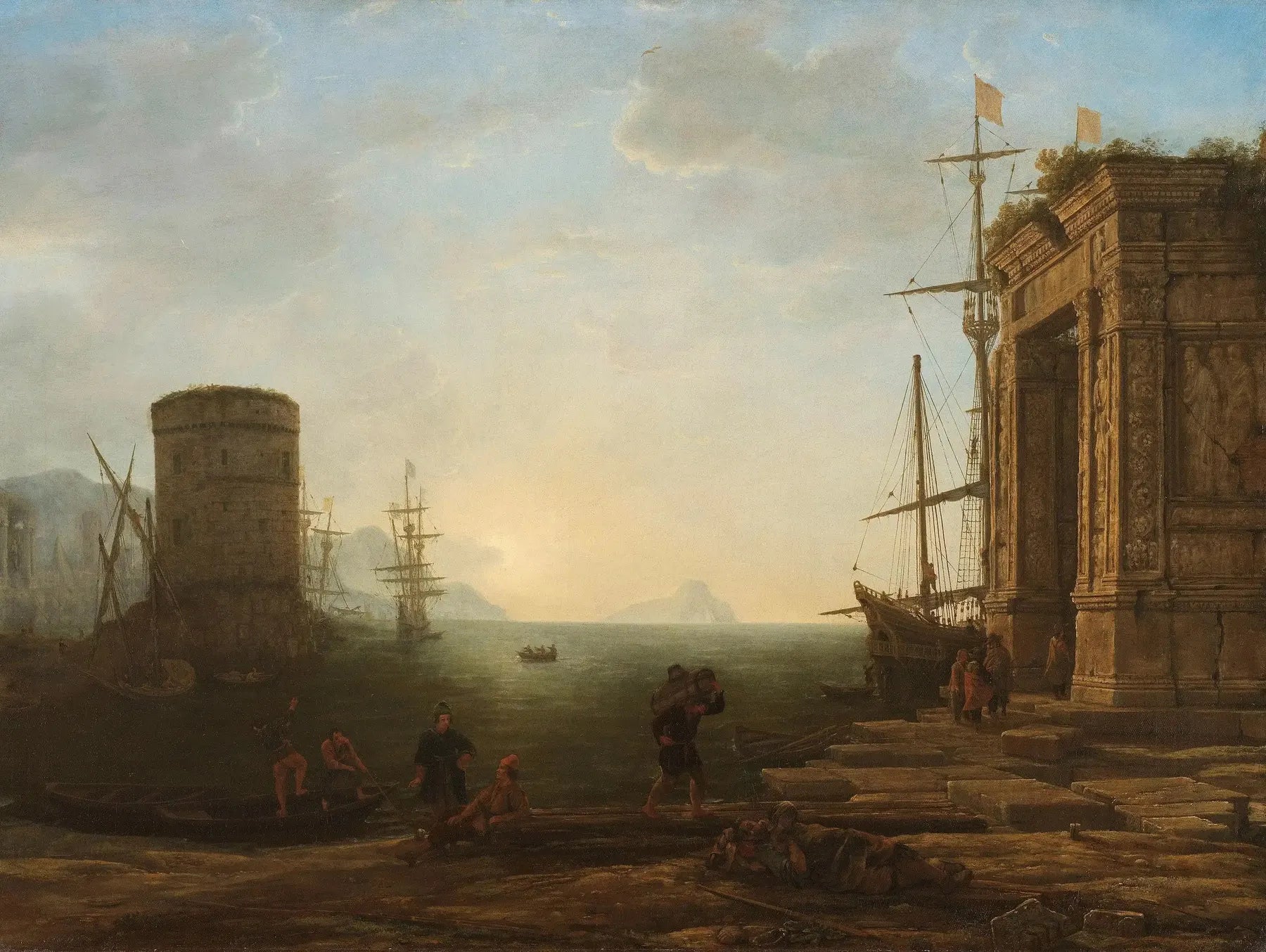 Port au lever du soleil - Claude Lorrain image 1 copie peinte à la main à l’huile