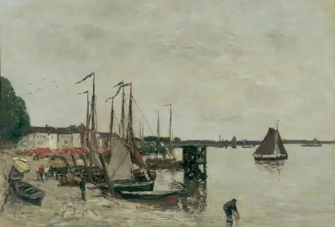 port d'Anvers - Eugène Boudin image 1 copie peinte à la main à l’huile