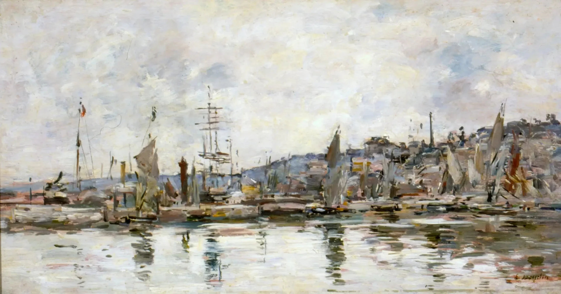 Port de Honfleur - Eugène Boudin image 1 copie de tableau peinte à la main