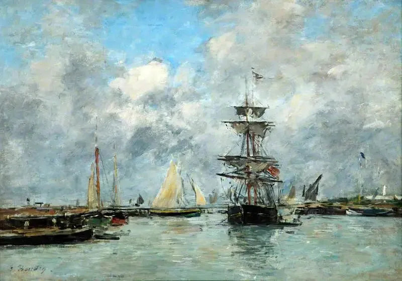 Port de Trouville - Eugène Boudin image 1 reproduction de peinture à l’huile