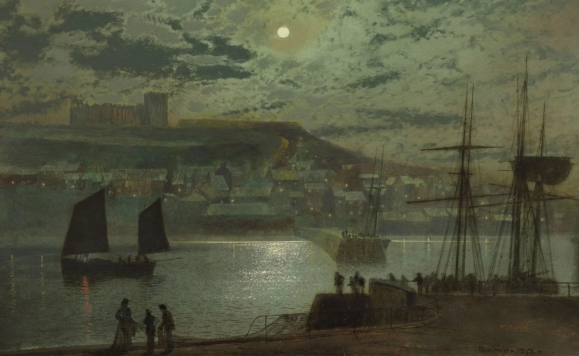 Port de Whitby - John Atkinson Grimshaw image 1 copie peinte à la main à l’huile