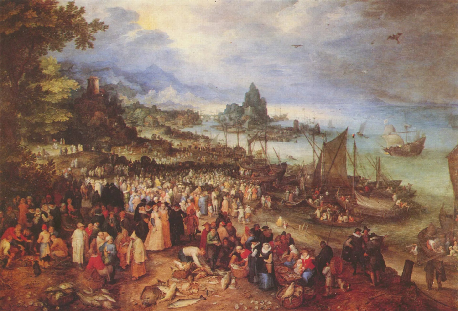 Port maritime avec la conférence du Christ - Jan Brueghel l'Ancien image 1 copie peinte à la main à l’huile