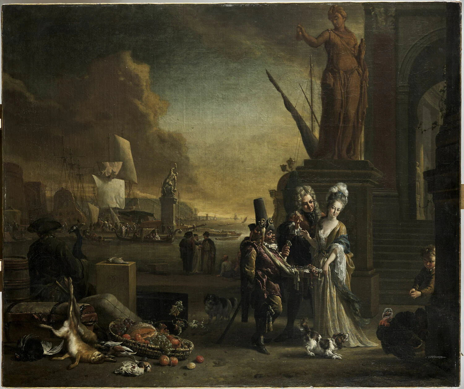 Port de mer méridional avec vendeur de colifichets - Jan Weenix