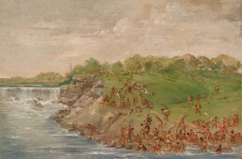 Portage ojibwé autour des chutes de Saint-Antoine - George Catlin