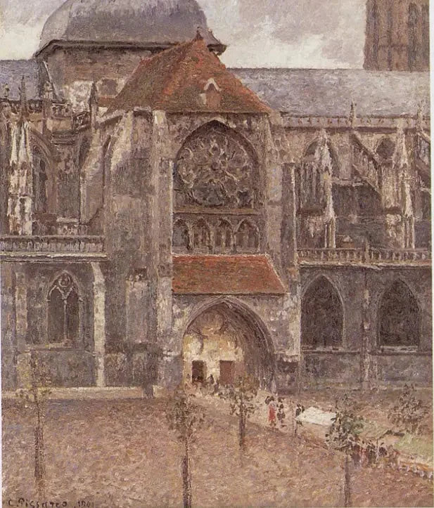Portail de l'église Saint-Jacques à Dieppe - Camille Pissarro image 1 tableau peint à l’huile sur toile