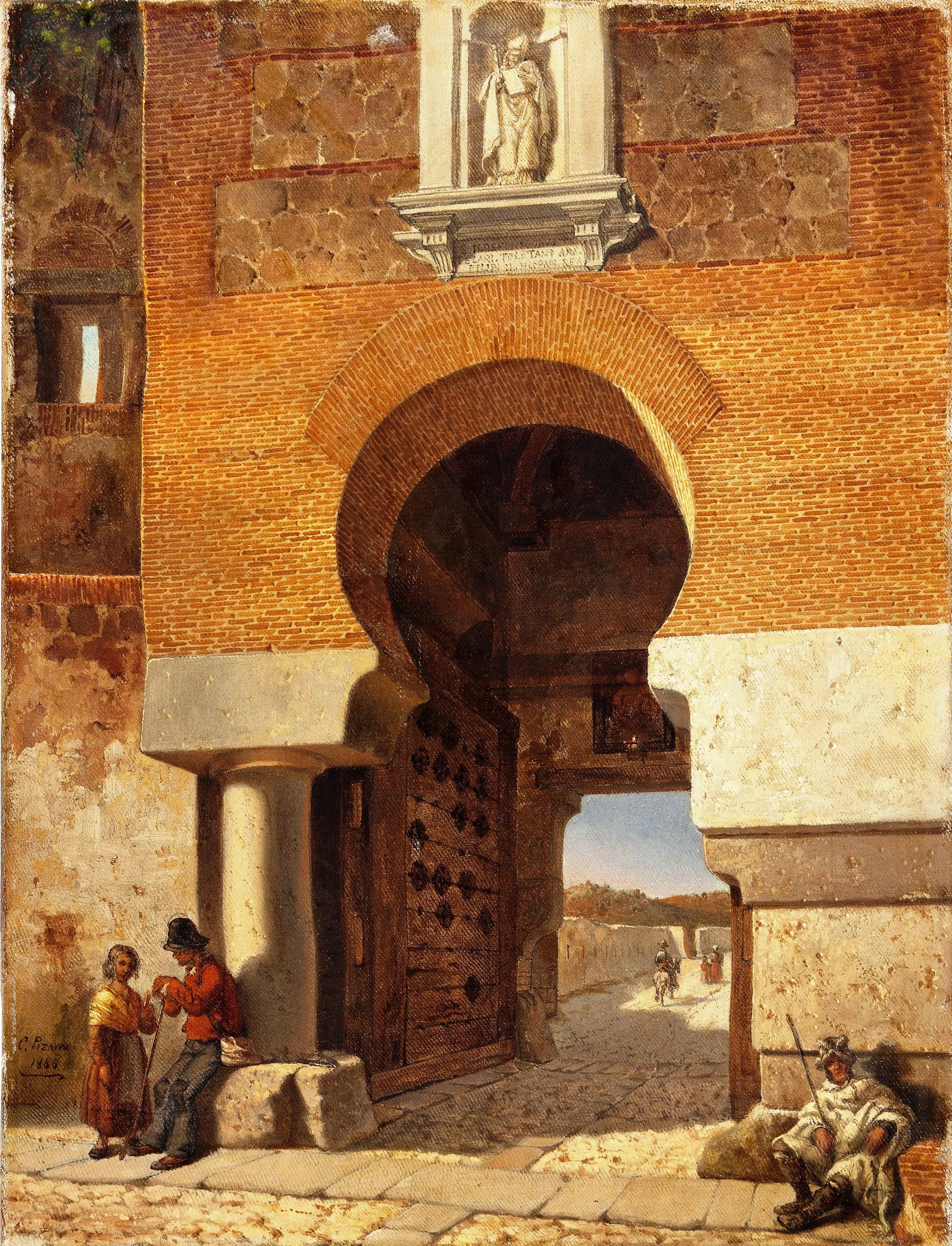 Porte arabe de la place principale du pont de l'Alcántara à Tolède - Cecilio Pizarro