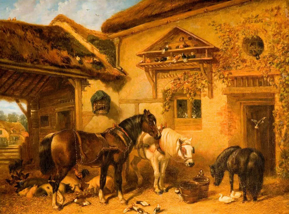 Porte du cottage et ferme - John Frederick Herring, Sr. image 1 copie peinte à la main à l’huile