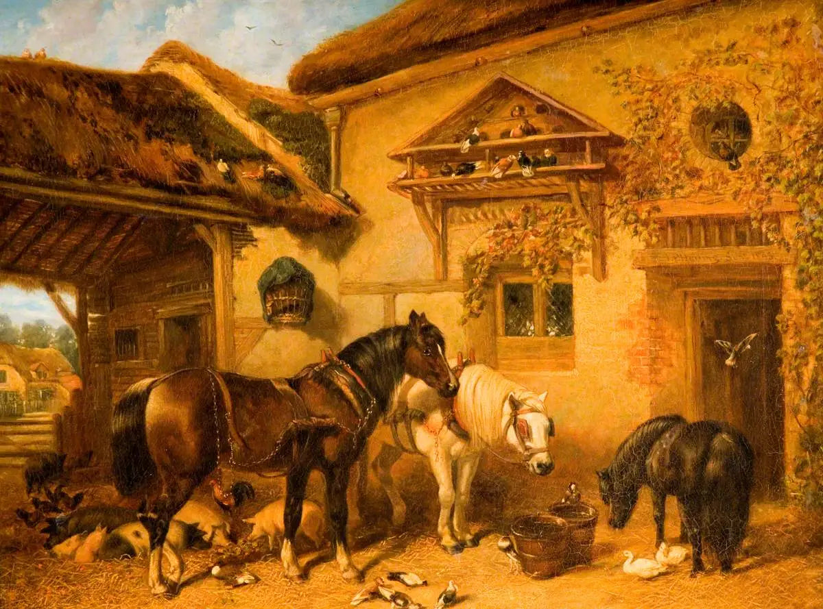 Porte du cottage et ferme - John Frederick Herring, Sr. image 1 copie peinte à la main à l’huile