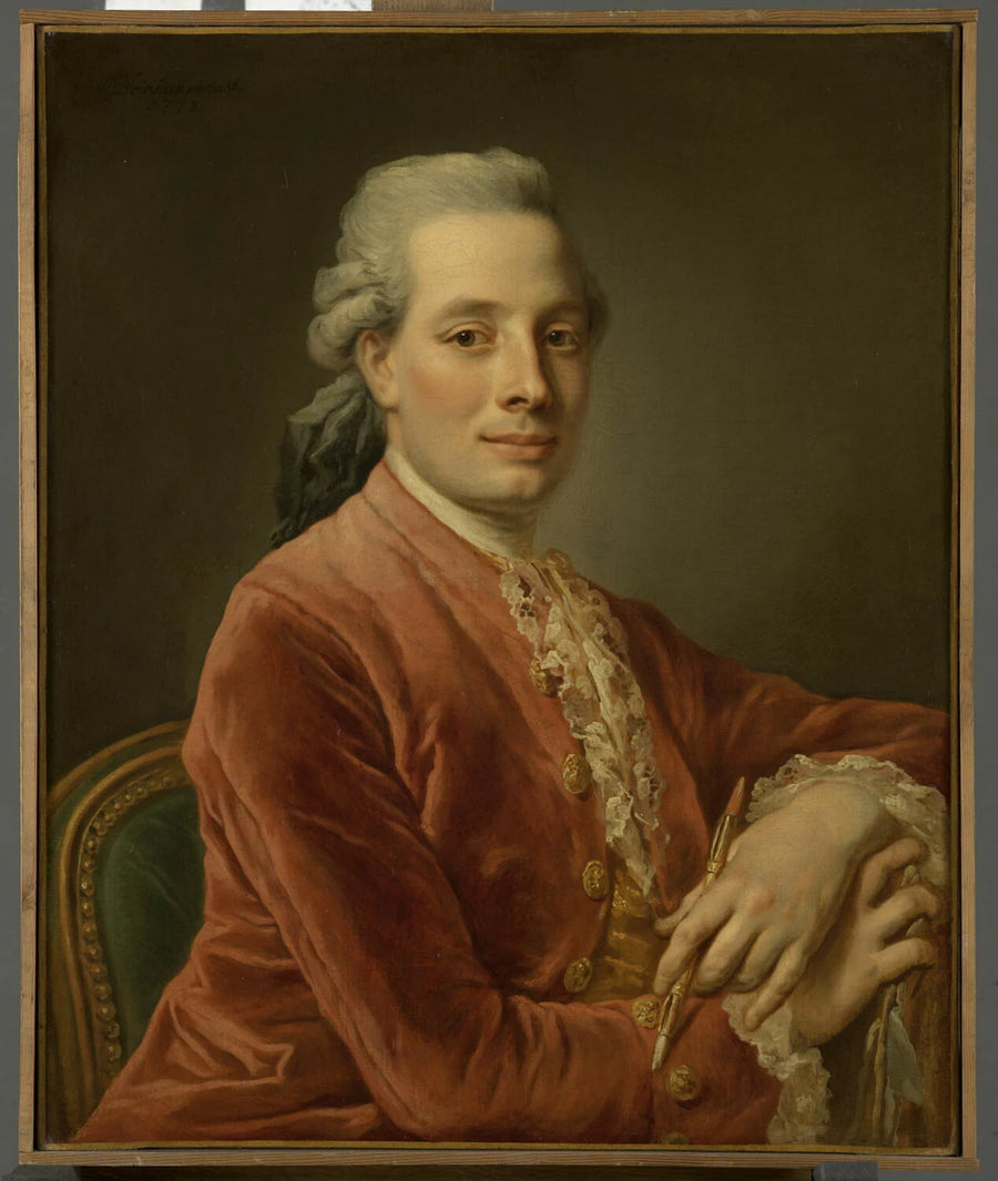 Portrait de l'artiste tenant un crayon à la main - Johann Ernst Heinsius