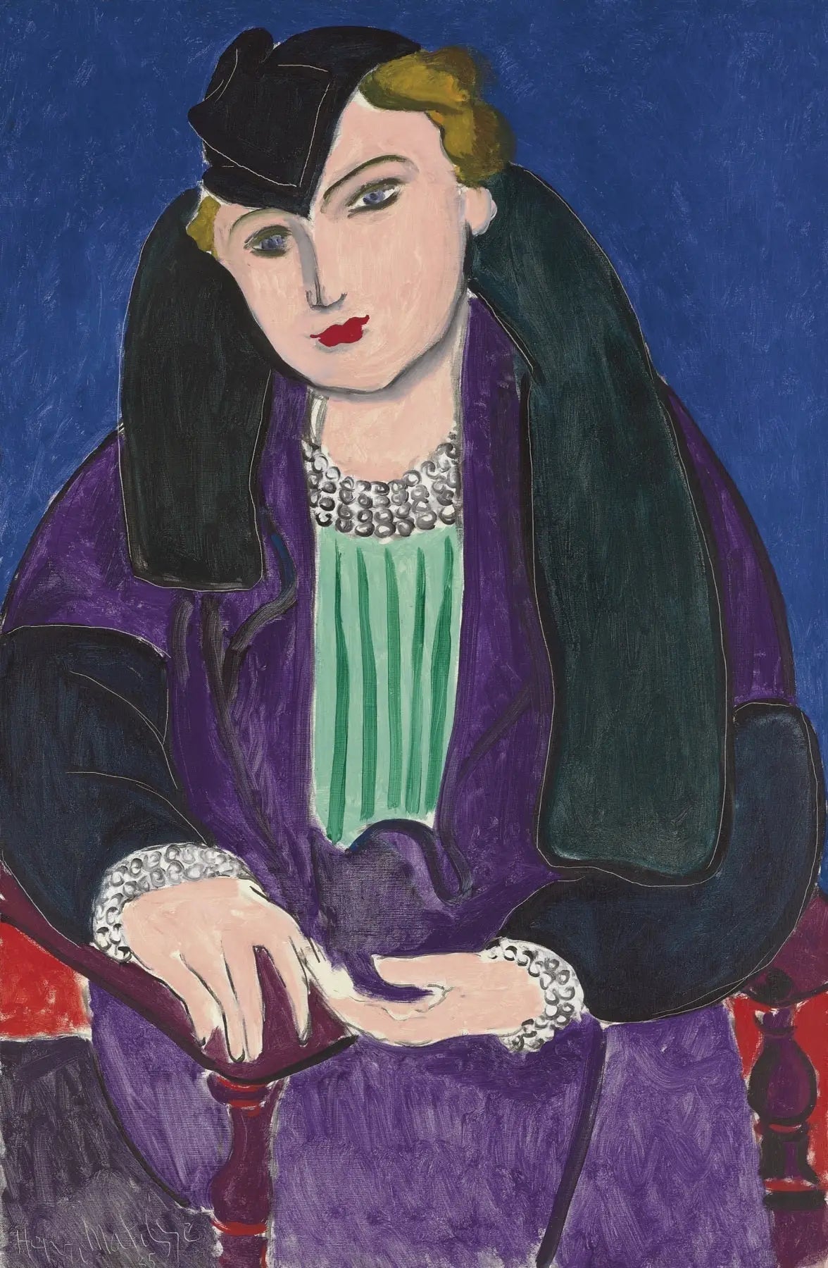 Portrait au manteau bleu - Henri Matisse image 1 reproduction de peinture à l’huile