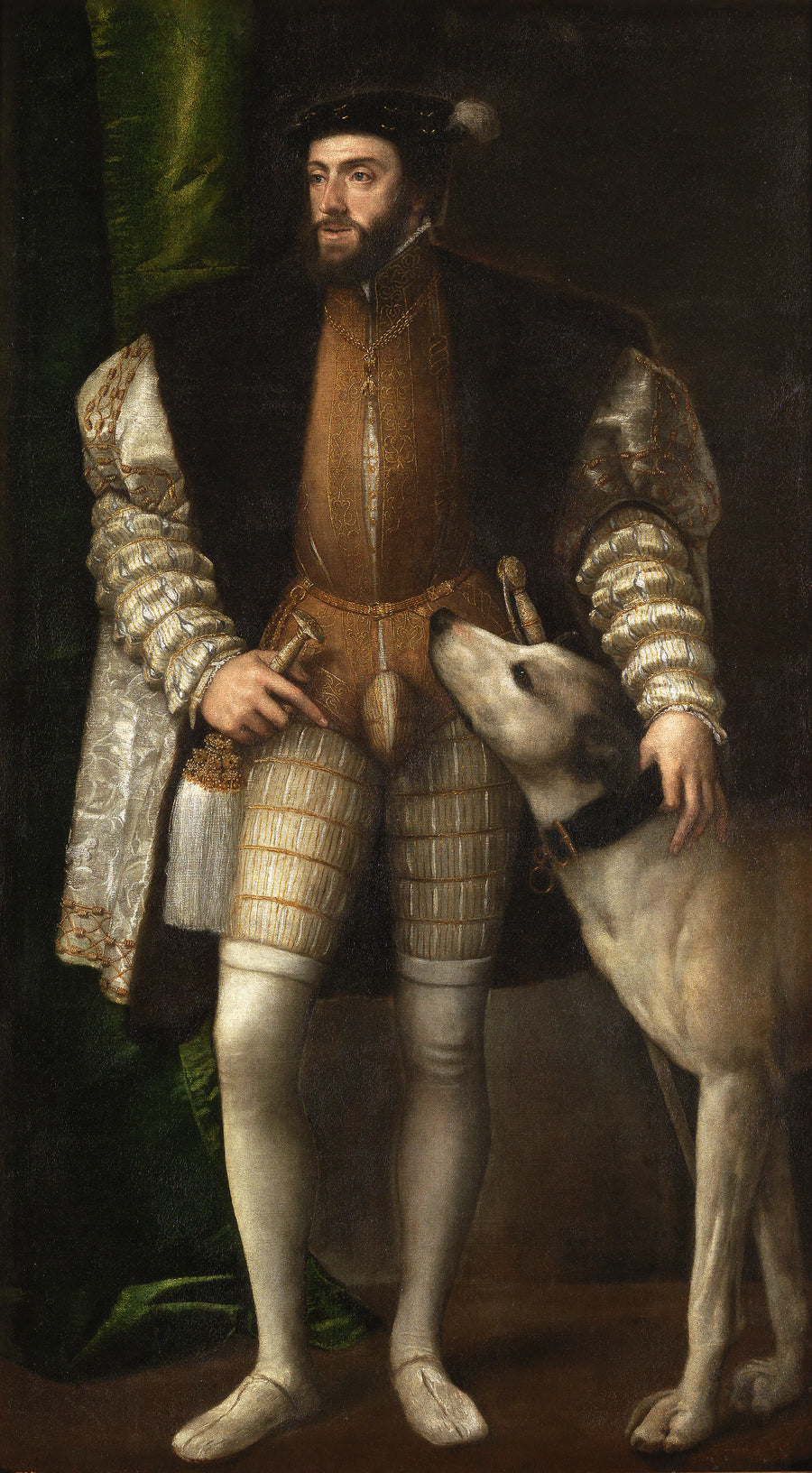 Portrait de Charles Quint avec un chien - Titien