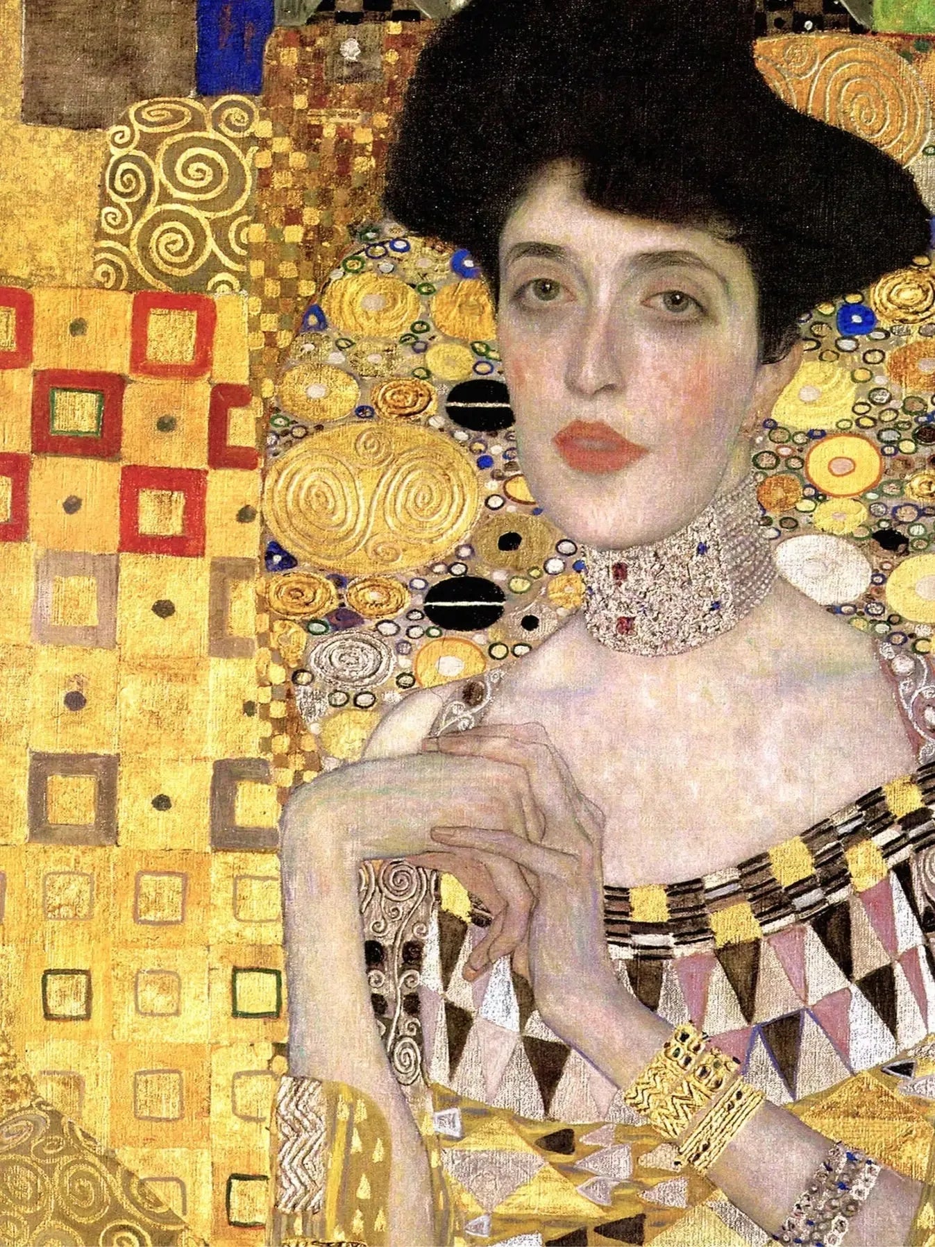 👑 Portrait d’Adèle Bloch-Bauer I (Détail) – Gustav Klimt (1907) image 1 tableau peint à l’huile sur toile