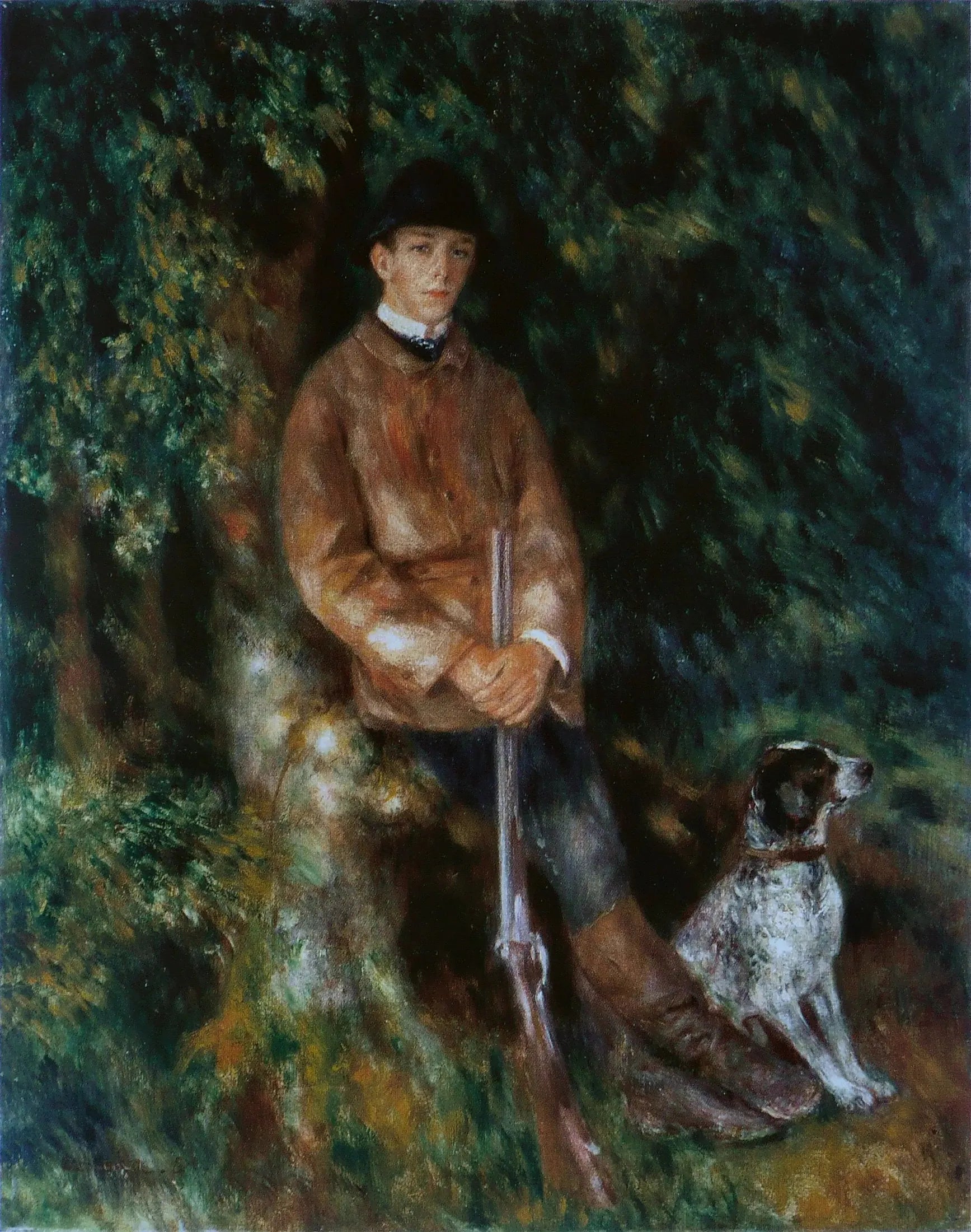 Portrait d'Alfred Bérard avec son chien - Pierre-Auguste Renoir image 1 reproduction de peinture à l’huile